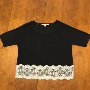 LC Lauren Conrad Lace Trim Cropped Knit Sweater